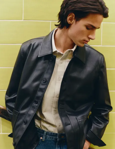 Marks & Spencer Faux Leather Chore Jacket Black