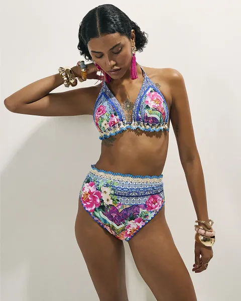 River Island Crochet Trim Floral Bikini Bottoms