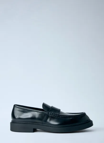Brushed Leather Loafers