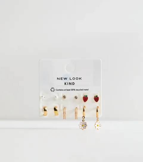 Pack of 6 Gold Tone Mixed Stud and Hoop Earrings