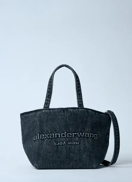 Small Denim Punch Tote Bag
