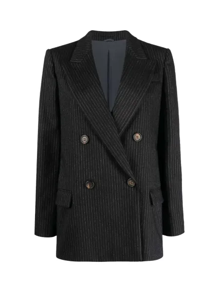 Wool Pinstripe Blazer Black