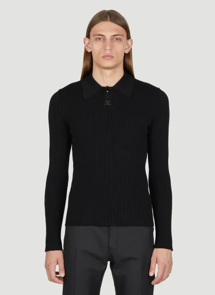 Snap Rib Knit Polo Sweater