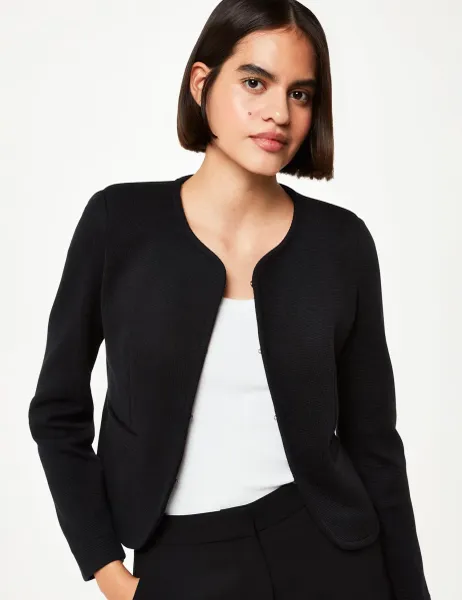 Whistles Jersey Collarless Cropped Jacket