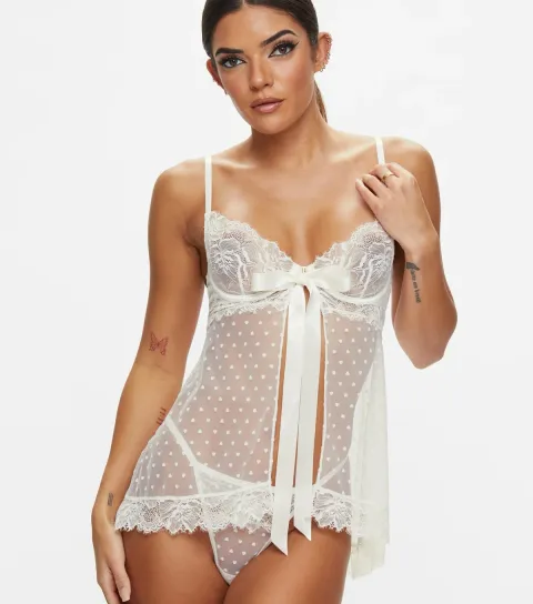Women's Cream Bon Bon Babydoll Set