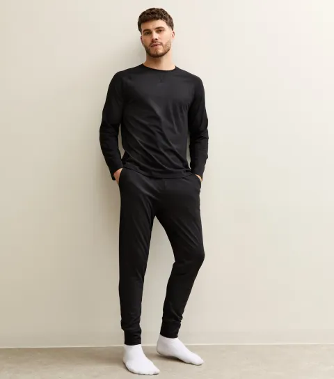 Men's Black Slim Fit Pyjama Set