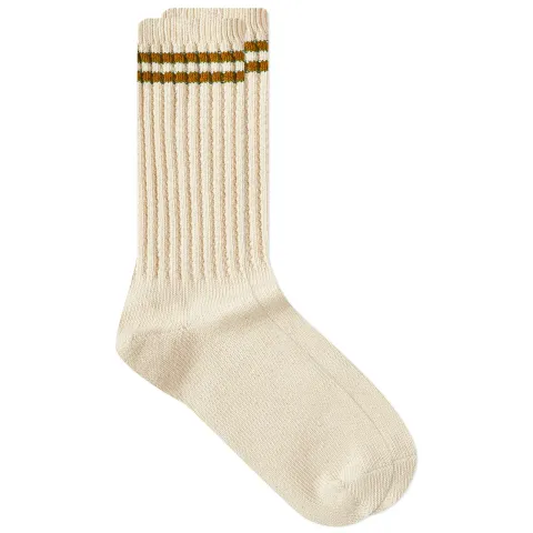2 Line Pique Rib Crew Sock
