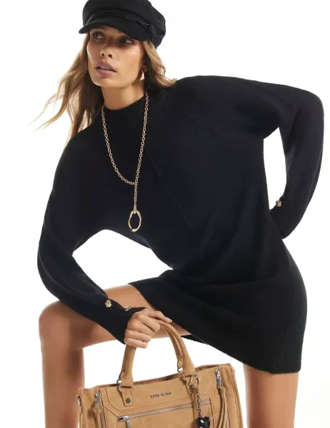 River Island Cosy Jumper Dress Black