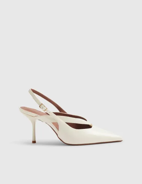 River Island Stiletto Heel Pointed Slingback Shoes Ecru