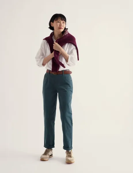 Seasalt Cornwall Cotton Rich Tapered Ankle Grazer Trousers Grey