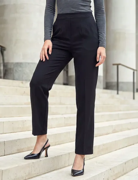 Roman Petite Jersey Straight Leg Trousers Black