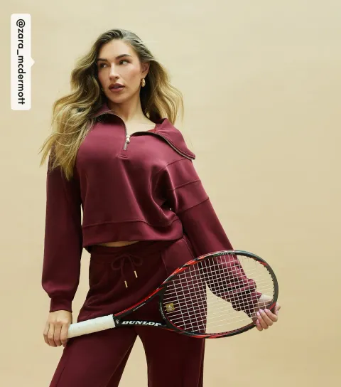 Women's by Zara McDermott Burgundy Quarter Zip Long Sleeve Sweatshirt