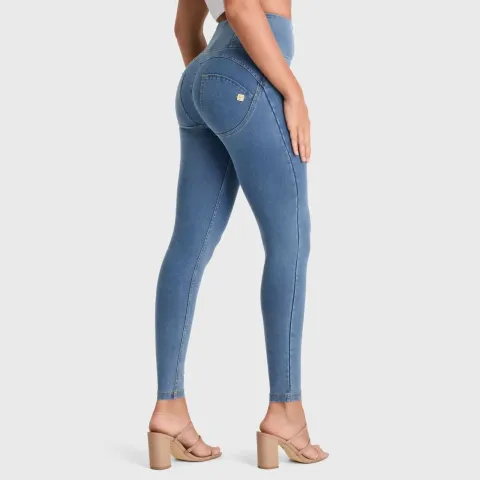 Freddy WRUP Denim - High Waisted - Full Length - Light Blue + Yellow Stitching
