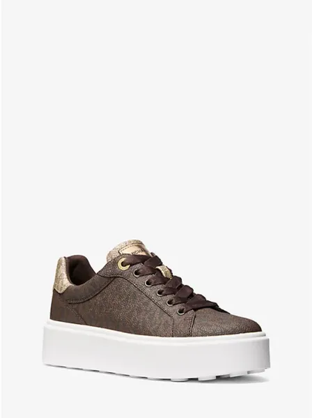 Michael Kors Romey Metallic Two-Tone Signature Logo Platform Sneaker