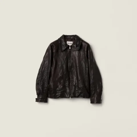 Leather blouson jacket