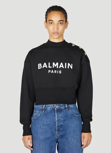 Logo Print Cropped Sweatshirt