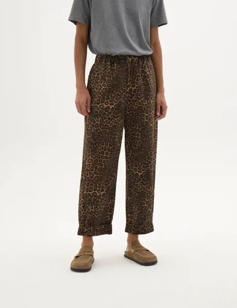 HUSH Pure Cotton Leopard Print Barrel Leg Trousers