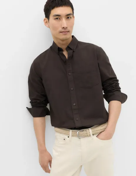Marks & Spencer Pure Cotton Ultimate Oxford Shirt Dark Charcoal