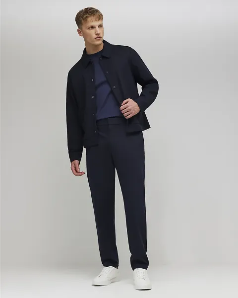 River Island Slim Fit Stretch Textured Trousers