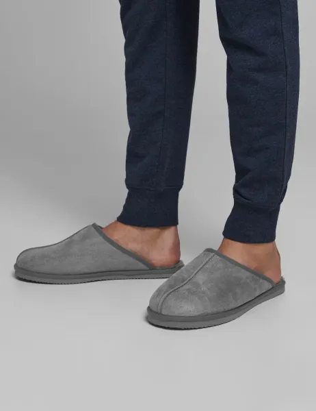 Jack & Jones Fleece Lined Mule Slippers Grey