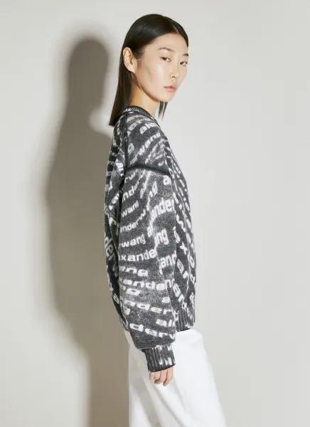 Reverse Logo Print Knit Sweater