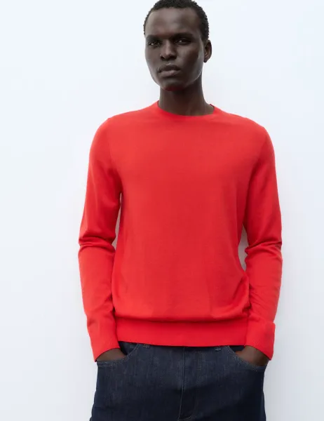 Autograph Pure Extra Fine Merino Wool Crew Neck Jumper Scarlet