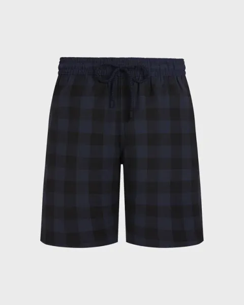 Vilebrequin Men Ultrafine Wool Long Swim Shorts Macro Check Tartan
