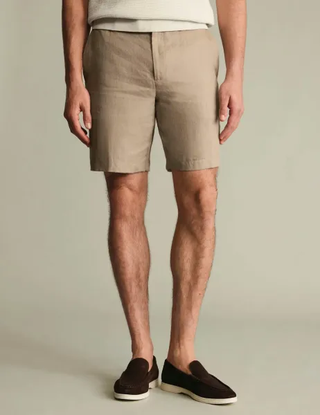 Charles Tyrwhitt Pure Linen Smart Shorts Taupe