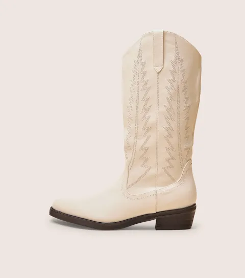 Women's White Kobo Faux Leather Western Cowboy Boots