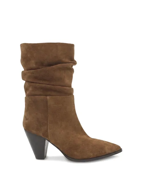 Jones Bootmaker Leather Block Heel Ankle Boots Brown