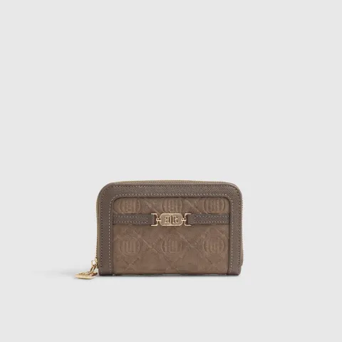River Island Faux Suede Monogram Embossed Purse