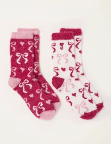 FatFace 2 Pack Ankle High Socks Ivory Mix