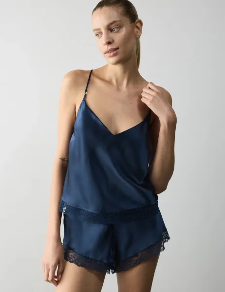 Autograph Silk & Lace French Knickers Midnight