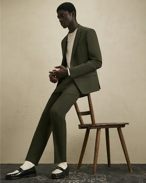 River Island Skinny Fit Textured Suit Trousers