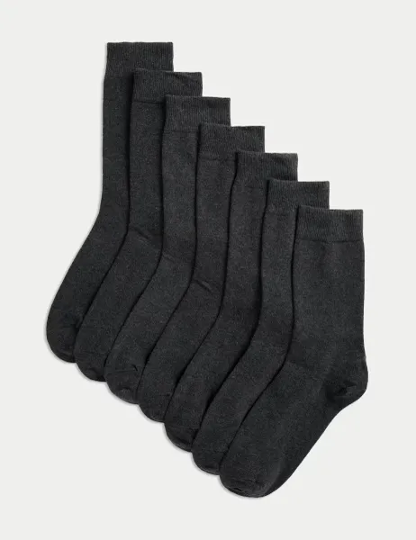 Marks & Spencer 7 Pack Cool & Fresh Cotton Rich Socks Dark Grey
