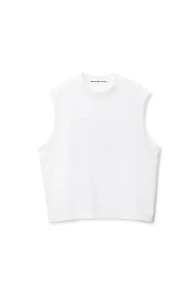White Vintage Fade-Effect Muscle Tank