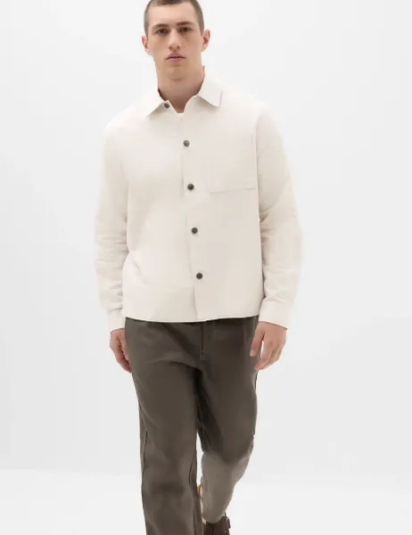 Marks & Spencer Regular Fit Cotton Linen Blend Overshirt Light Beige