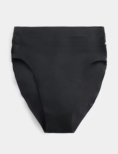 Marks & Spencer 3 Pack Heavy Absorbency No VPL Period High Leg Knickers Black