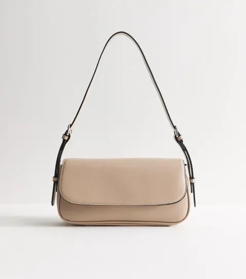 Mink Faux Leather Flap Front Shoulder Bag
