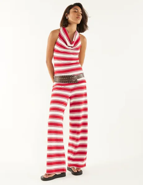 River Island Striped Halter Neck Tunic Red Mix