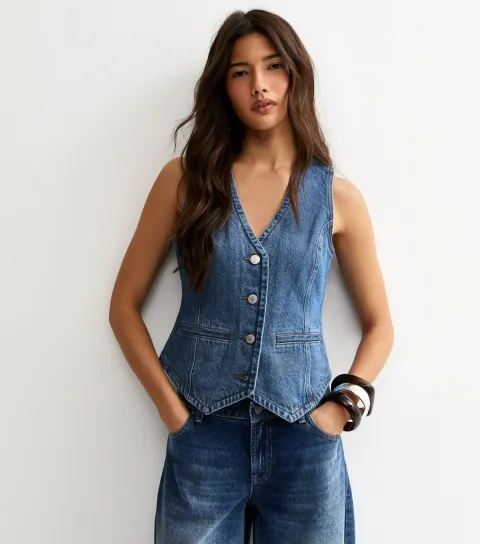 Women's Blue Denim Waistcoat