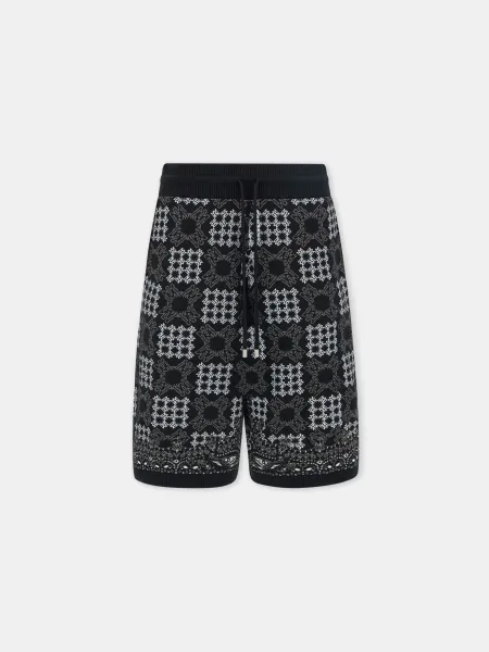 MA QUAD CHECK MESH KNIT SHORT - Black