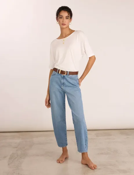 BAUKJEN High Waisted Barrel Jeans Light Indigo