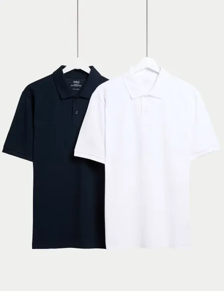 Marks & Spencer Ultimate 2 Pack Cotton Rich Polo Shirts White
