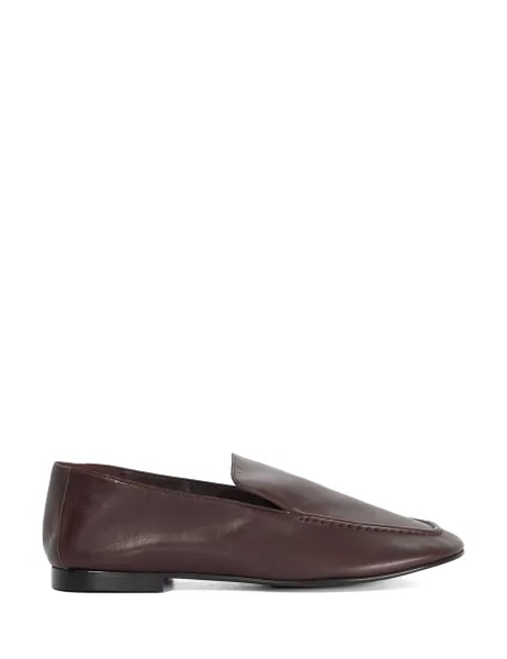 Dune London Leather Flat Loafers Burgundy