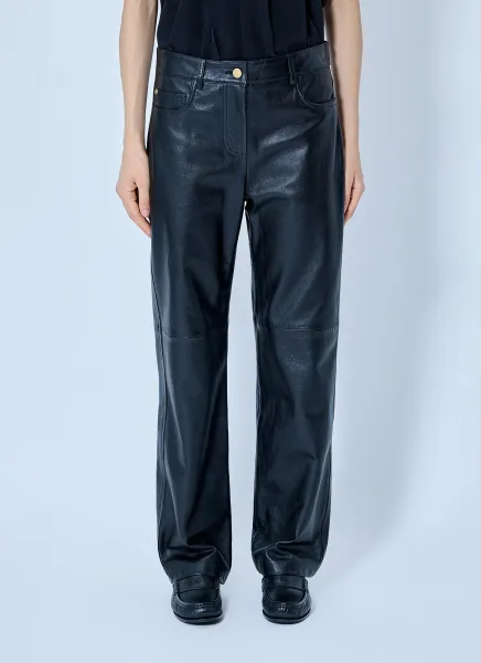 Max Mara Leather Straight-Leg Trousers