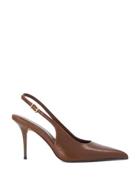 Dune London Leather Stiletto Heel Slingback Shoes Dark Brown