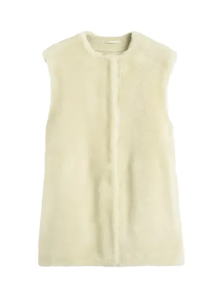 Plush shearling vest ecru
