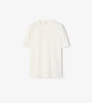 Check Cursive Logo Cotton T-shirt in Chalk white