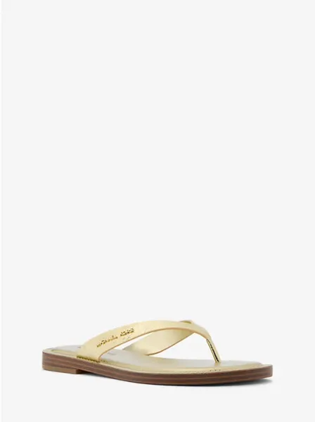 Michael Kors Koko Metallic Crackled Leather Flip Flop
